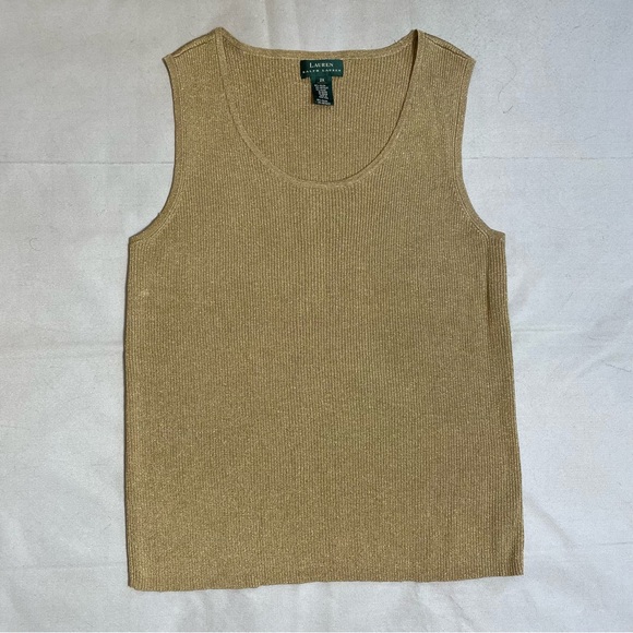Ralph Lauren Knit Rayon Gold Tank Cardigan Set Size 2X - Picture 12 of 14